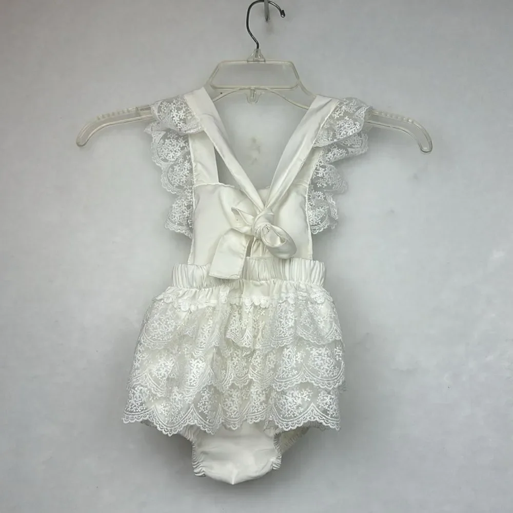 Canis Baby Girls Summer Outfits Floral Lace Tutu Romper with Headband